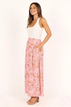 Kasey High Waisted Maxi Skirt - Pink -Dress Shop petal and pup usa bottoms kasey high waisted maxi skirt pink 33378497855665