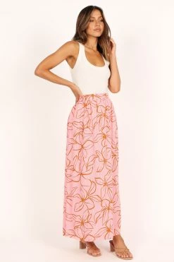 Kasey High Waisted Maxi Skirt - Pink -Dress Shop petal and pup usa bottoms kasey high waisted maxi skirt pink 33378497953969
