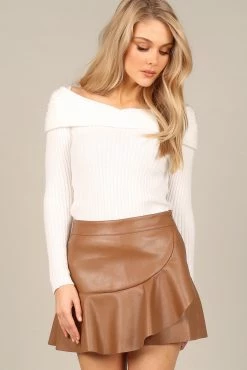 Kayla Faux Leather Skort - Mocha