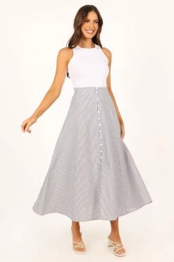 Kenny Midi Skirt - Blue Stripe -Dress Shop petal and pup usa bottoms kenny midi skirt blue stripe 33690393084081