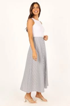 Kenny Midi Skirt - Blue Stripe -Dress Shop petal and pup usa bottoms kenny midi skirt blue stripe 33690393247921