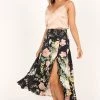 Meredith Midi Skirt - Black Floral