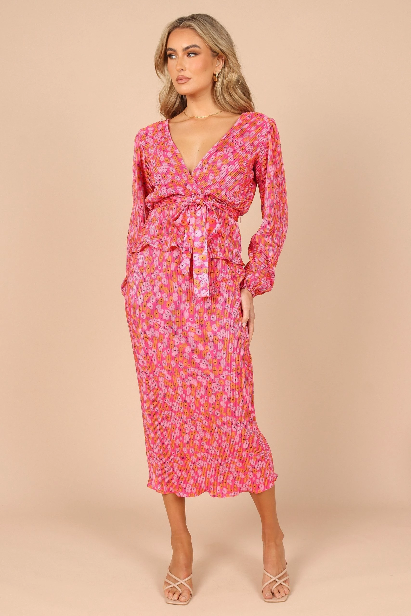 Minelli Pleat Midi Skirt - Hot Pink 2 Minelli Pleat Midi Skirt - Hot Pink - Image 2