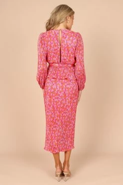Minelli Pleat Midi Skirt - Hot Pink 10 Minelli Pleat Midi Skirt - Hot Pink -Dress Shop petal and pup usa bottoms minelli pleat midi skirt hot pink 32264743190705