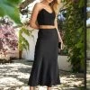 Nellie Satin Midi Skirt - Black