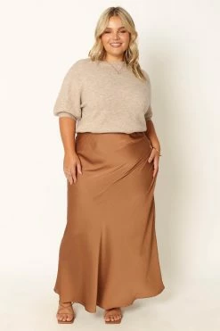Nellie Satin Midi Skirt - Bronze -Dress Shop petal and pup usa bottoms nellie satin midi skirt bronze 33968203366577