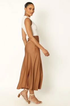Nellie Satin Midi Skirt - Bronze -Dress Shop petal and pup usa bottoms nellie satin midi skirt bronze 33968203399345