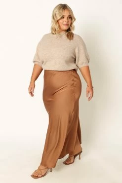 Nellie Satin Midi Skirt - Bronze -Dress Shop petal and pup usa bottoms nellie satin midi skirt bronze 33968203530417