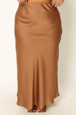 Nellie Satin Midi Skirt - Bronze -Dress Shop petal and pup usa bottoms nellie satin midi skirt bronze 33968203628721