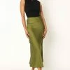 Nellie Satin Midi Skirt - Palm Green