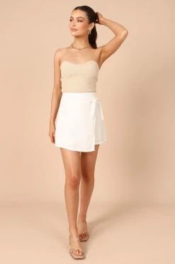 Roxy Faux Wrap Skort - Ivory -Dress Shop petal and pup usa bottoms roxy faux wrap skort ivory 32220310864049