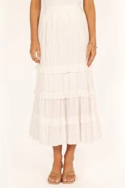 Sheridan Ruffle Maxi Skirt - White -Dress Shop petal and pup usa bottoms sheridan ruffle maxi skirt white 33453875167409