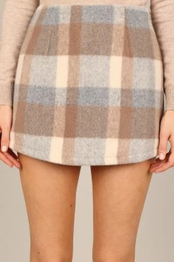 Taylor Plaid Skort - Taupe Grey -Dress Shop petal and pup usa bottoms taylor plaid skort taupe grey 32837739413681