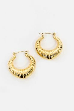 14k Gold Hoop Earrings - Gold -Dress Shop petal and pup usa croissant hoop earrings gold os 32739779444913