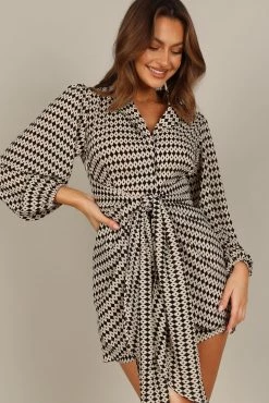 Dress Shop 27 Abbie Wrap Long Sleeve Mini Dress - Black/White
