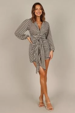 Dress Shop -Dress Shop petal and pup usa dresses abbie wrap long sleeve mini dress black white 33288962179249
