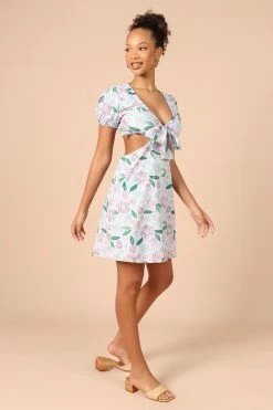 Adanna Tie Front Mini Dress - Blue Floral -Dress Shop petal and pup usa dresses adanna tie front mini dress blue floral 32181959950513