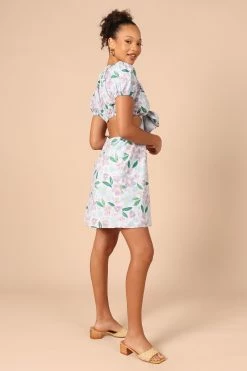 Adanna Tie Front Mini Dress - Blue Floral -Dress Shop petal and pup usa dresses adanna tie front mini dress blue floral 32181959983281