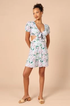 Adanna Tie Front Mini Dress - Blue Floral -Dress Shop petal and pup usa dresses adanna tie front mini dress blue floral 32181960048817