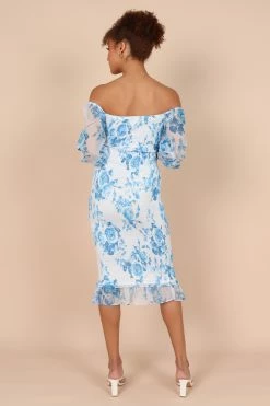 Affie Off Shoulder Midi Dress - Blue Floral 12 Affie Off Shoulder Midi Dress - Blue Floral -Dress Shop petal and pup usa dresses affie off shoulder midi dress blue floral 32257855226033