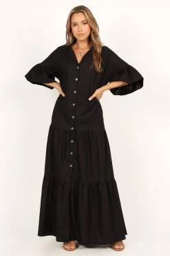 Aimee Button Front Maxi Dress - Black -Dress Shop petal and pup usa dresses aimee button front maxi dress black 33551871508657