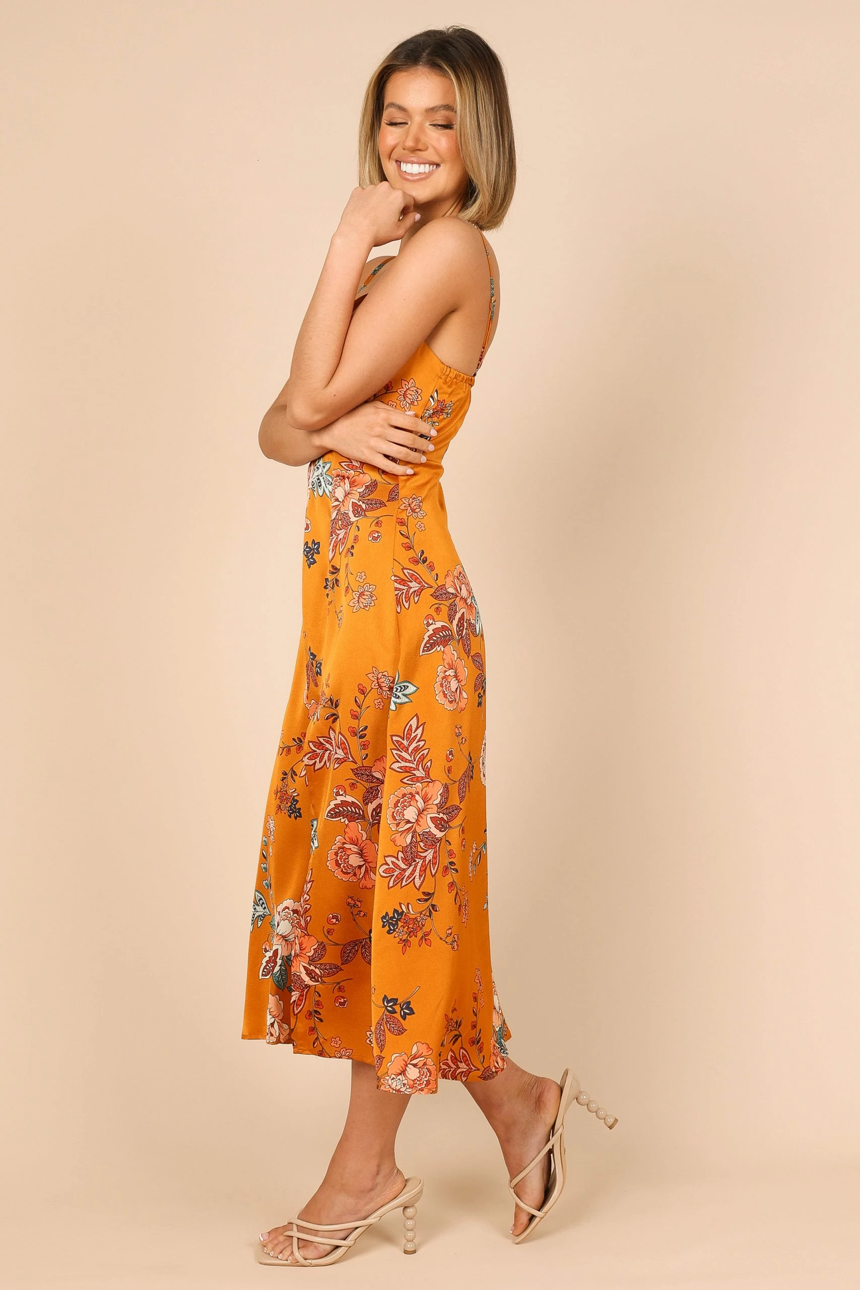 Alejandra Cowl Neck Midi Dress - Tan 5 Alejandra Cowl Neck Midi Dress - Tan - Image 5