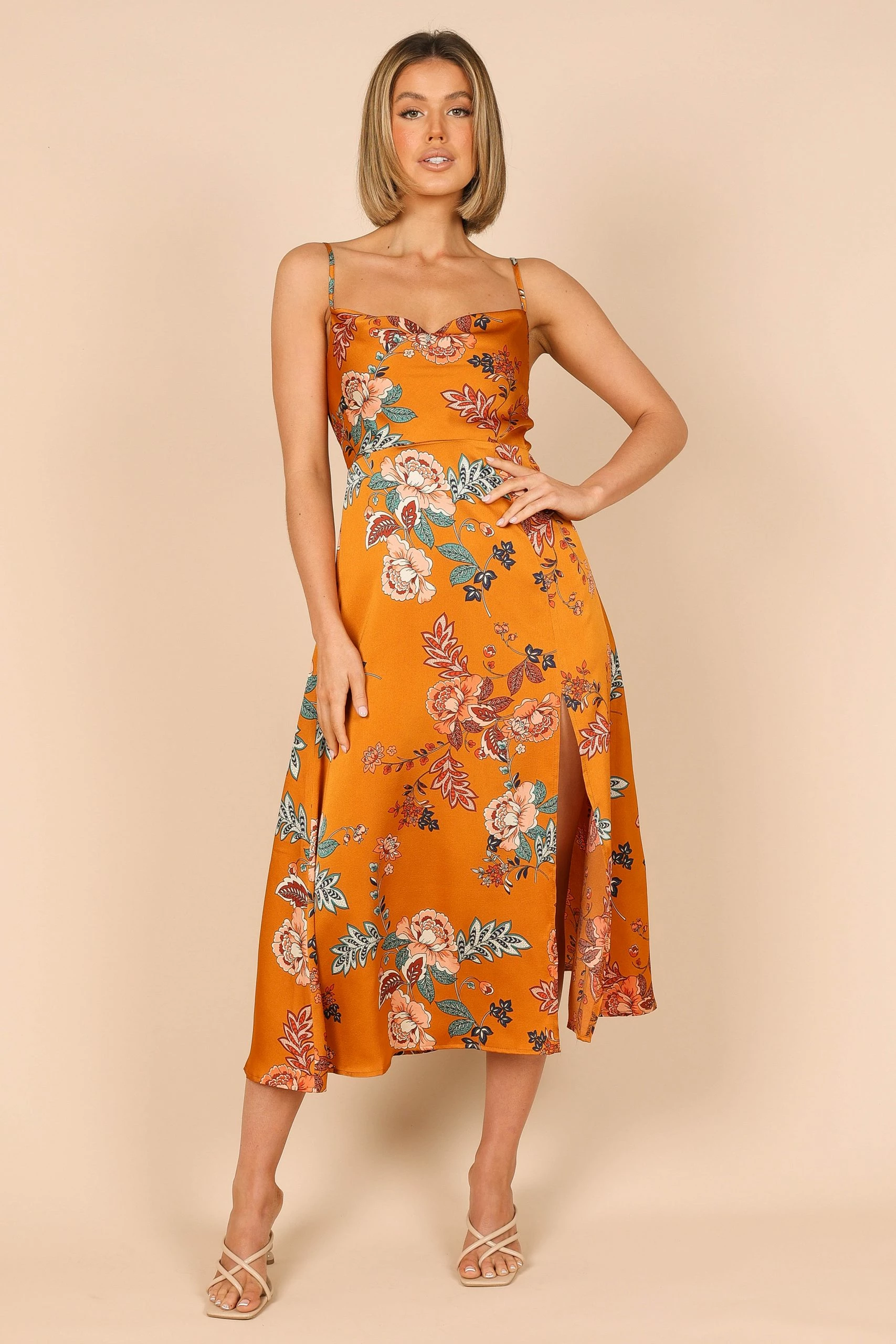 Alejandra Cowl Neck Midi Dress - Tan 6 Alejandra Cowl Neck Midi Dress - Tan - Image 6