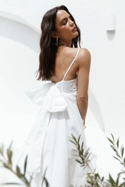 Alice Bow Back Midi Dress - White -Dress Shop petal and pup usa dresses alice bow back midi dress white 33225737109681 1