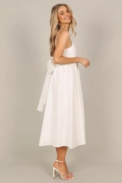 Alice Bow Back Midi Dress - White -Dress Shop petal and pup usa dresses alice bow back midi dress white 33225737175217 1