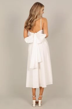 Alice Bow Back Midi Dress - White -Dress Shop petal and pup usa dresses alice bow back midi dress white 33225737306289 1