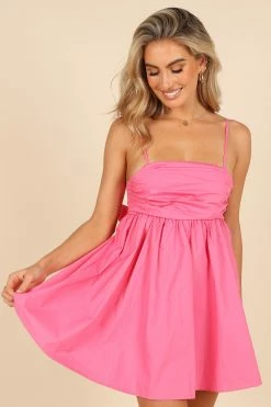 Alice Bow Back Mini Dress - Hot Pink -Dress Shop petal and pup usa dresses alice bow back mini dress hot pink 33615504244913