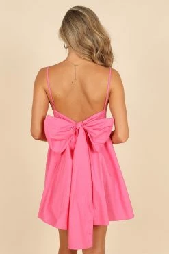 Alice Bow Back Mini Dress - Hot Pink -Dress Shop petal and pup usa dresses alice bow back mini dress hot pink 33615504277681
