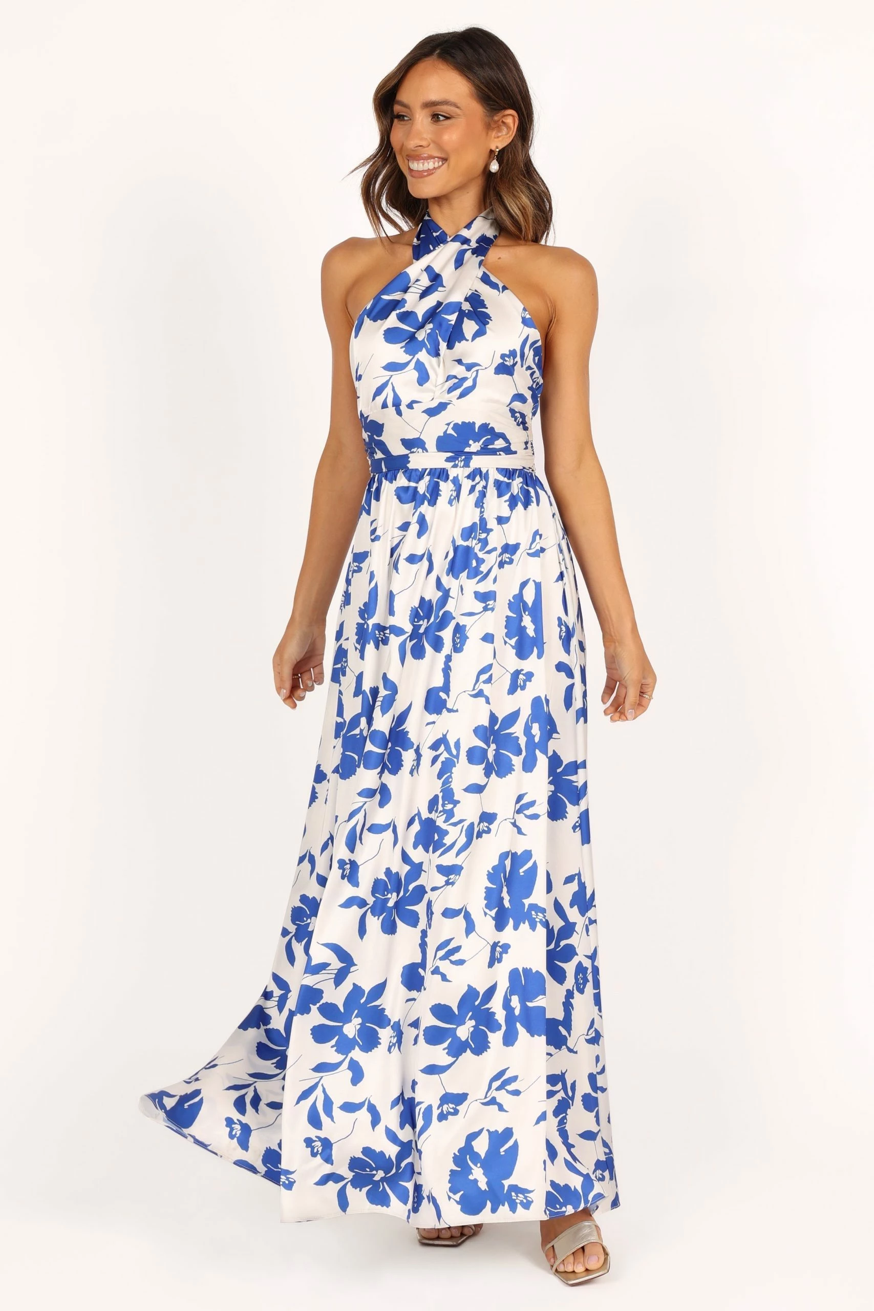 Allora Halter Dress - Blue Floral 2 Allora Halter Dress - Blue Floral - Image 2