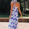 Allora Halter Dress - Blue Floral