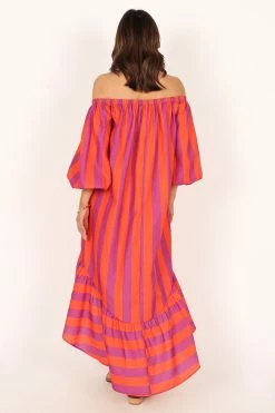 Alysa Off Shoulder Midi Dress - Coral Stripe 14 Alysa Off Shoulder Midi Dress - Coral Stripe -Dress Shop petal and pup usa dresses alysa off shoulder midi dress coral stripe 33810806964401