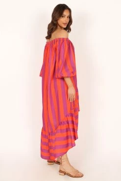 Alysa Off Shoulder Midi Dress - Coral Stripe 18 Alysa Off Shoulder Midi Dress - Coral Stripe -Dress Shop petal and pup usa dresses alysa off shoulder midi dress coral stripe 33810807095473