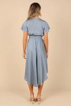 Amanda Hi Lo Tie Front Dress - Blue -Dress Shop petal and pup usa dresses amanda hi lo tie front dress blue 32380555952305