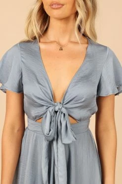 Amanda Hi Lo Tie Front Dress - Blue -Dress Shop petal and pup usa dresses amanda hi lo tie front dress blue 32380555985073