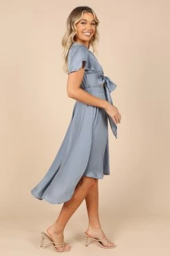 Amanda Hi Lo Tie Front Dress - Blue -Dress Shop petal and pup usa dresses amanda hi lo tie front dress blue 32380556050609