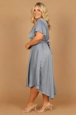 Amanda Hi Lo Tie Front Dress - Blue -Dress Shop petal and pup usa dresses amanda hi lo tie front dress blue 32407288152241