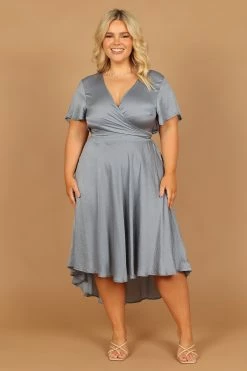 Amanda Hi Lo Tie Front Dress - Blue -Dress Shop petal and pup usa dresses amanda hi lo tie front dress blue 32407288185009