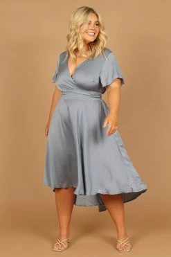 Amanda Hi Lo Tie Front Dress - Blue -Dress Shop petal and pup usa dresses amanda hi lo tie front dress blue 32407288217777