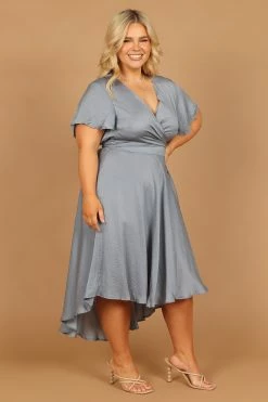 Amanda Hi Lo Tie Front Dress - Blue -Dress Shop petal and pup usa dresses amanda hi lo tie front dress blue 32407288414385