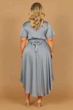 Amanda Hi Lo Tie Front Dress - Blue -Dress Shop petal and pup usa dresses amanda hi lo tie front dress blue 32407288447153