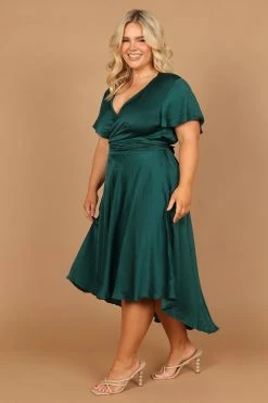 Amanda Hi Lo Tie Front Dress - Emerald -Dress Shop petal and pup usa dresses amanda hi lo tie front dress emerald 32407312990385