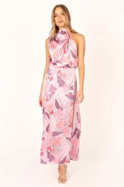 Amelia Halterneck Maxi Dress - Pink Floral -Dress Shop petal and pup usa dresses amelia halterneck maxi dress pink floral 33856931397809