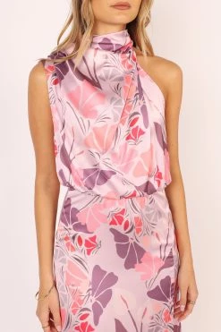 Amelia Halterneck Maxi Dress - Pink Floral -Dress Shop petal and pup usa dresses amelia halterneck maxi dress pink floral 33856931627185