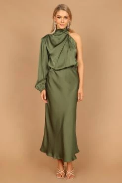 Amelie One Shoulder Midi Dress - Olive 12 Amelie One Shoulder Midi Dress - Olive -Dress Shop petal and pup usa dresses amelie one shoulder maxi dress olive 32652959678641