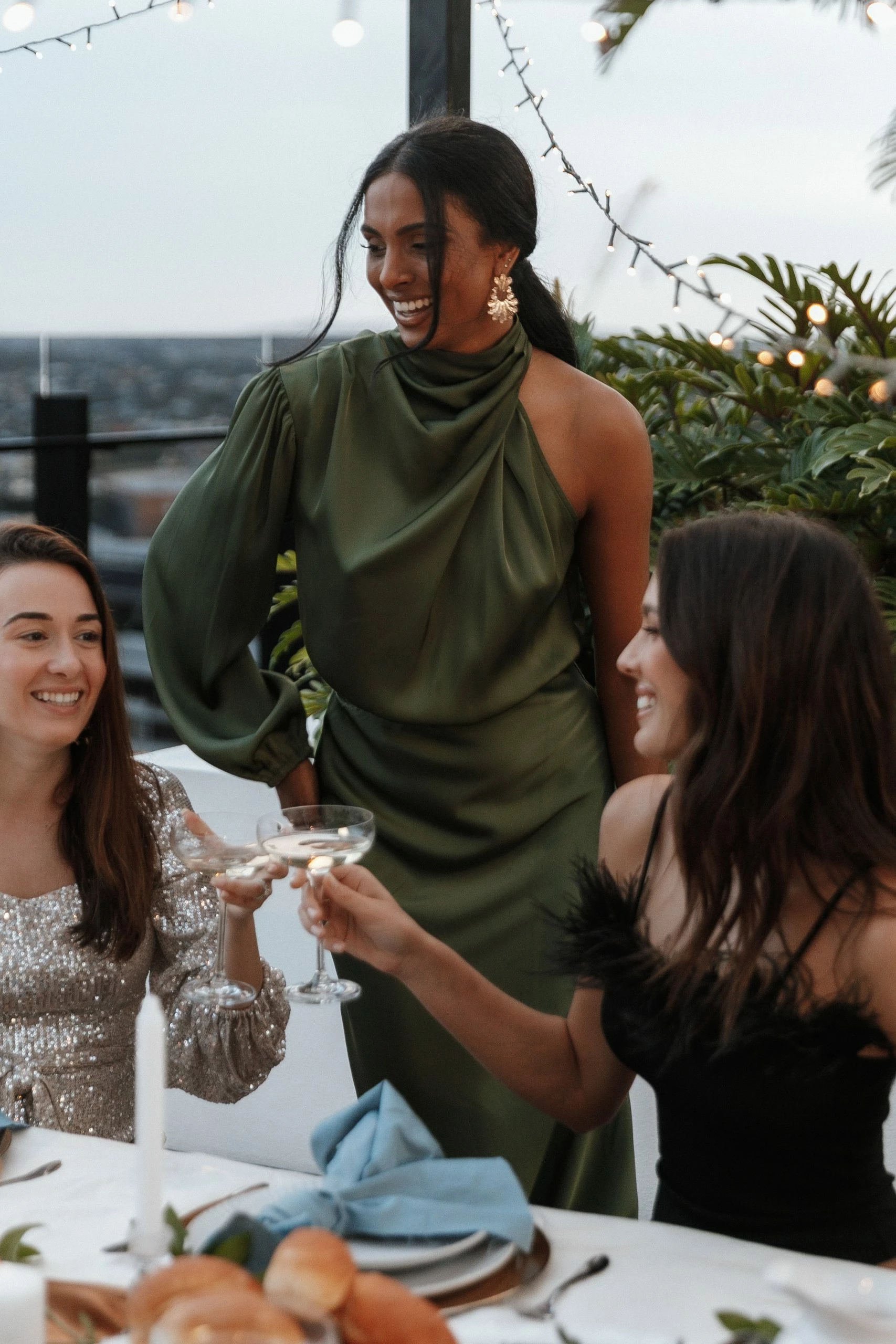 Amelie One Shoulder Midi Dress - Olive 3 Amelie One Shoulder Midi Dress - Olive - Image 3