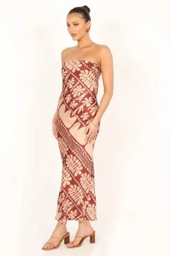 Amelie Strapless Maxi Dress - Rust Pink -Dress Shop petal and pup usa dresses amelie strapless midi dress rust pink 33810811224241